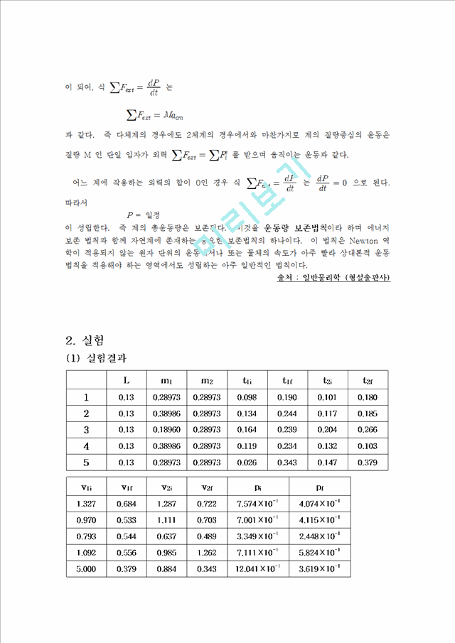 [물리실험보고서]운동량보존.hwp